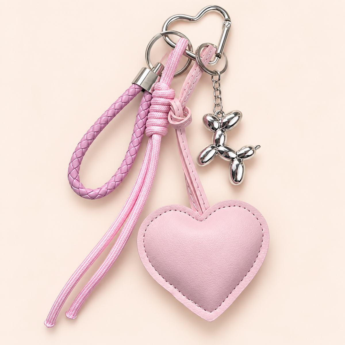 Pink Heart Bag Charm