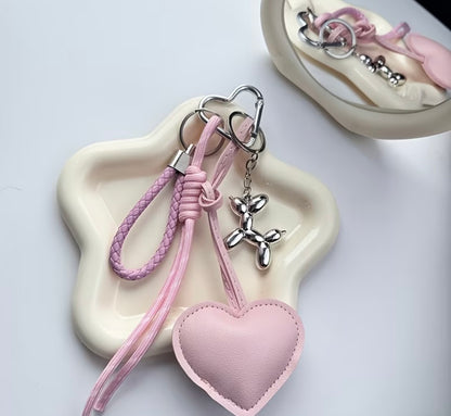 Pink Heart Bag Charm