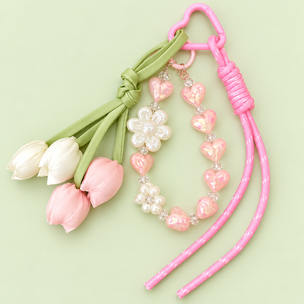 pink floral bag charm
