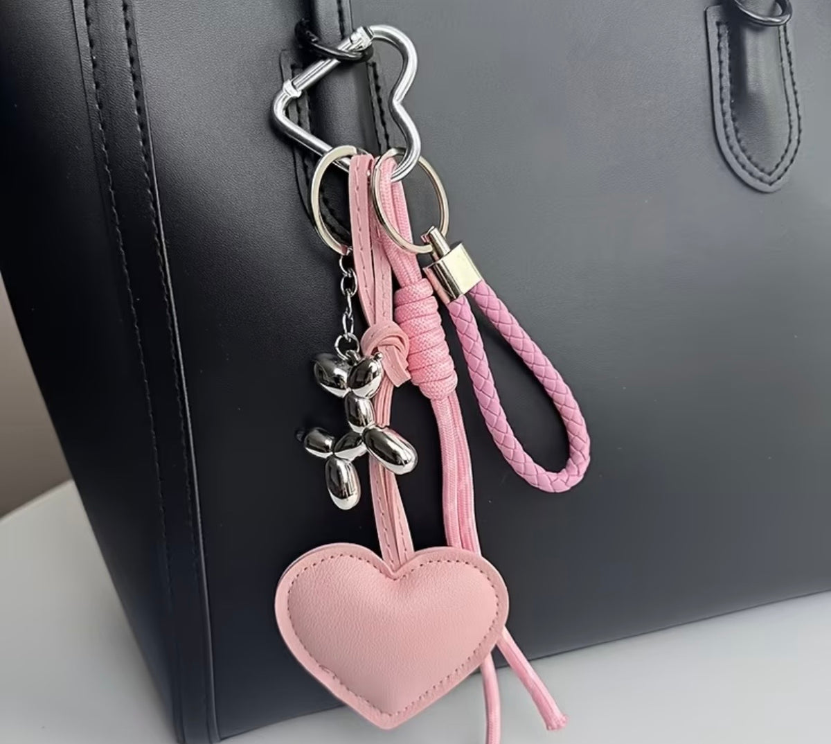 Pink Heart Bag Charm