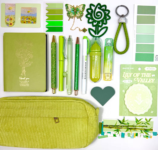 Green Bundle with large pencil case