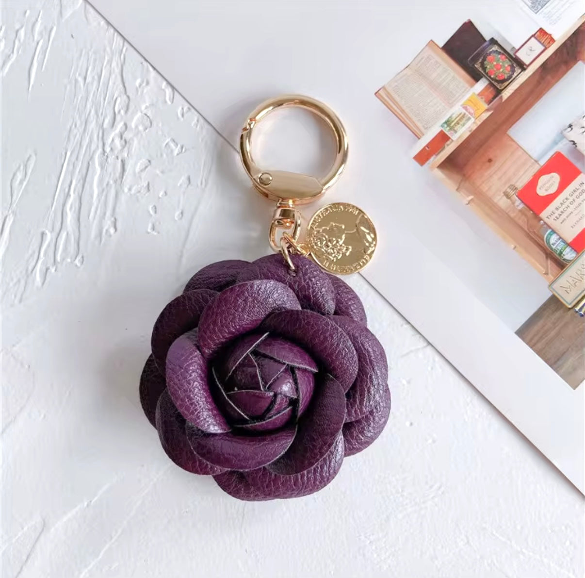 Leather Flower Key Chain